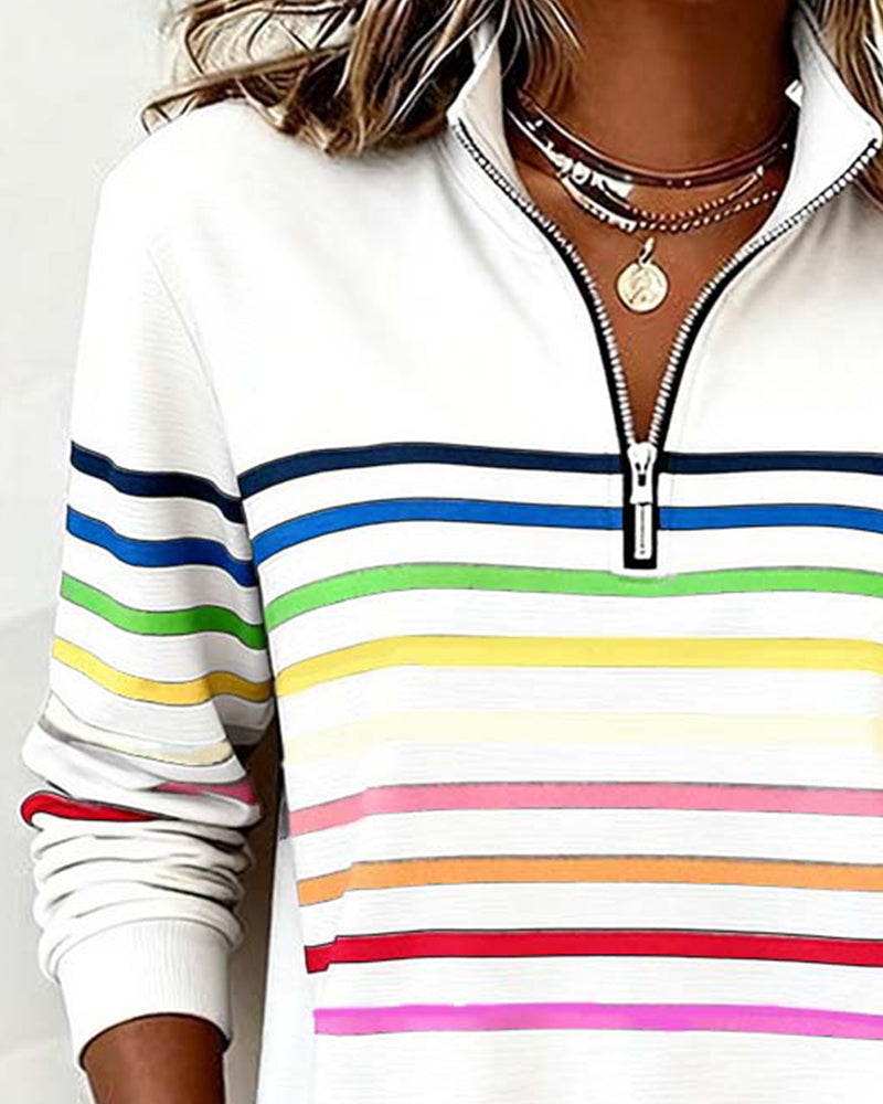 Viency | Regenbooggestreepte Zip-sweatshirt