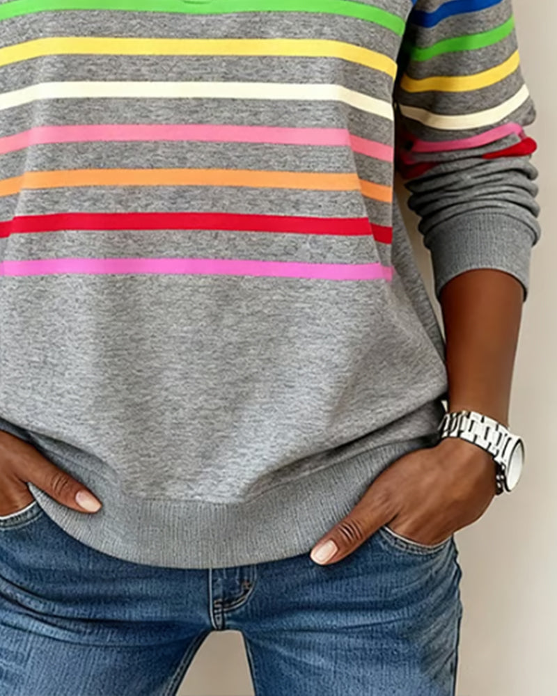 Viency | Regenbooggestreepte Zip-sweatshirt